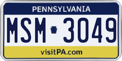 PA license plate MSM3049