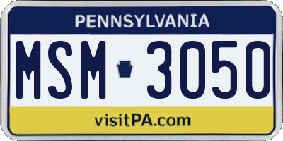 PA license plate MSM3050