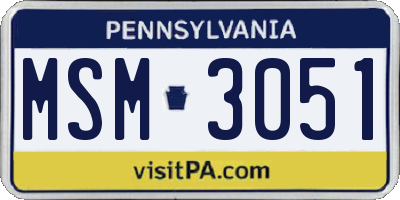 PA license plate MSM3051