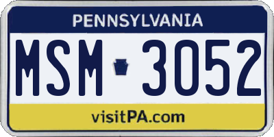 PA license plate MSM3052