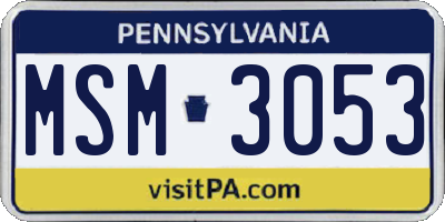 PA license plate MSM3053
