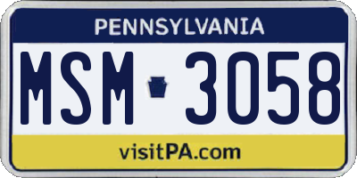 PA license plate MSM3058