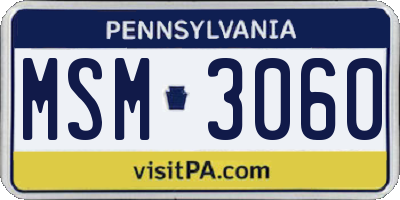 PA license plate MSM3060
