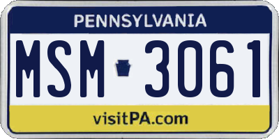 PA license plate MSM3061