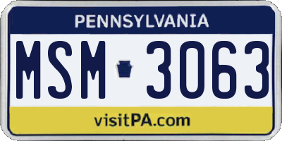 PA license plate MSM3063