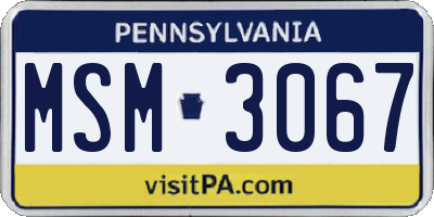 PA license plate MSM3067