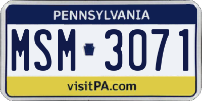 PA license plate MSM3071