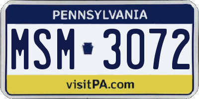 PA license plate MSM3072