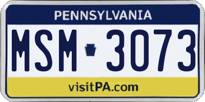 PA license plate MSM3073