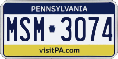 PA license plate MSM3074