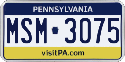 PA license plate MSM3075