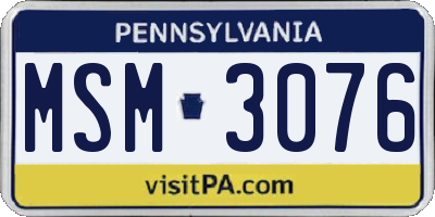 PA license plate MSM3076