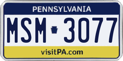 PA license plate MSM3077
