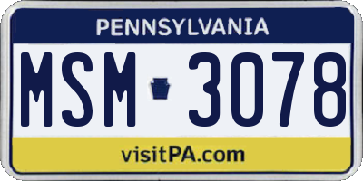 PA license plate MSM3078