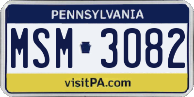PA license plate MSM3082