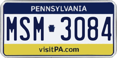PA license plate MSM3084
