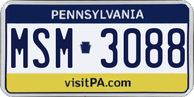 PA license plate MSM3088