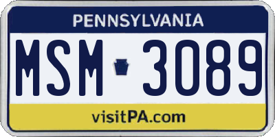 PA license plate MSM3089