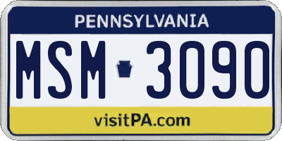 PA license plate MSM3090