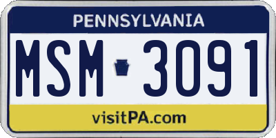 PA license plate MSM3091