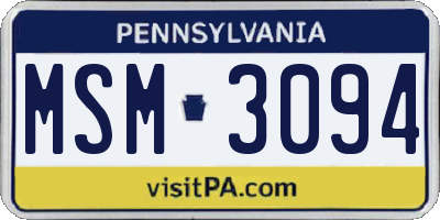PA license plate MSM3094