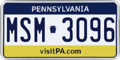 PA license plate MSM3096
