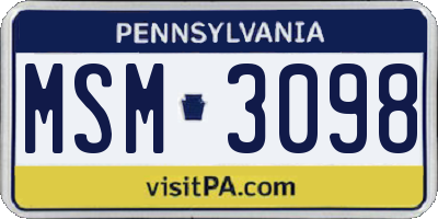 PA license plate MSM3098
