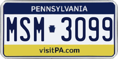 PA license plate MSM3099