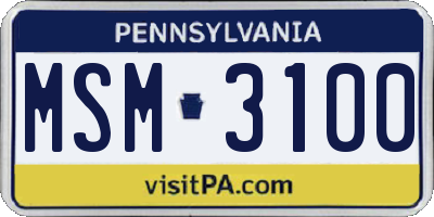 PA license plate MSM3100