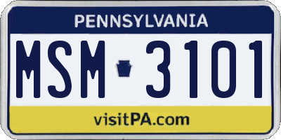 PA license plate MSM3101