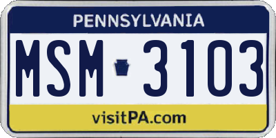 PA license plate MSM3103