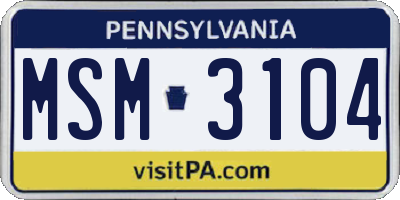 PA license plate MSM3104