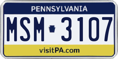 PA license plate MSM3107