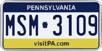 PA license plate MSM3109