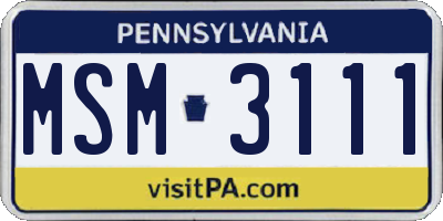 PA license plate MSM3111