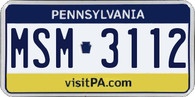 PA license plate MSM3112