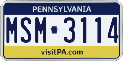 PA license plate MSM3114
