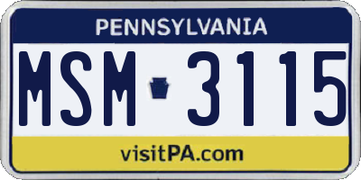 PA license plate MSM3115