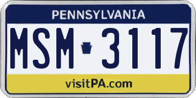 PA license plate MSM3117