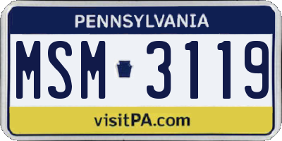 PA license plate MSM3119
