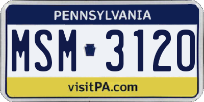 PA license plate MSM3120