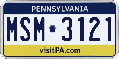 PA license plate MSM3121