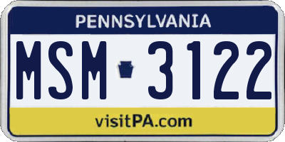 PA license plate MSM3122
