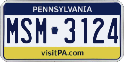 PA license plate MSM3124