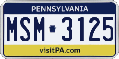 PA license plate MSM3125