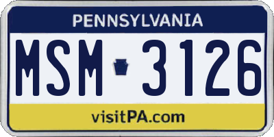 PA license plate MSM3126