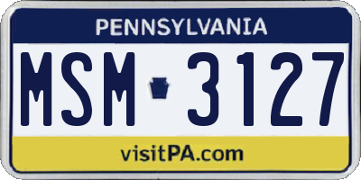 PA license plate MSM3127