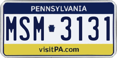 PA license plate MSM3131
