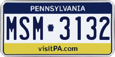 PA license plate MSM3132