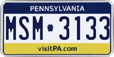 PA license plate MSM3133